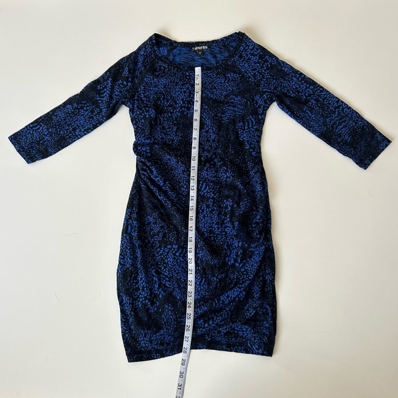 Express Body Con Snake Print Blue and White Mini Dress - Picture 5 of 9